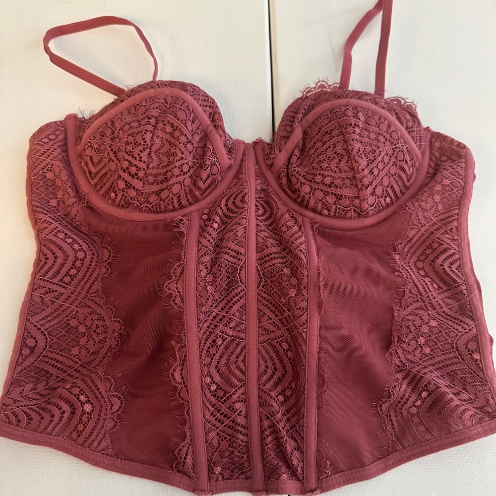 Garage Lace Mesh Bustier in Soft Pink